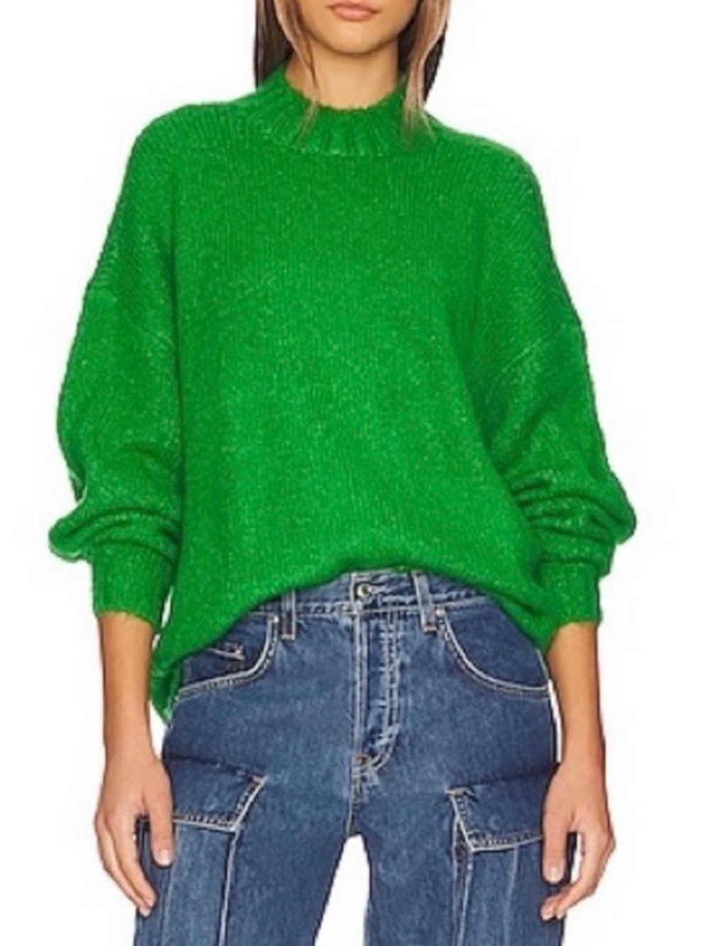 Pistola Carlen Fern Green Mock Neck Oversized Sweater alpaca wool blend medium